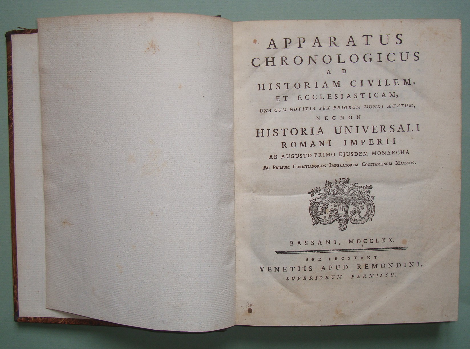 Apparatus Chronologicus ad historiam civilem et ecclesiasticum.