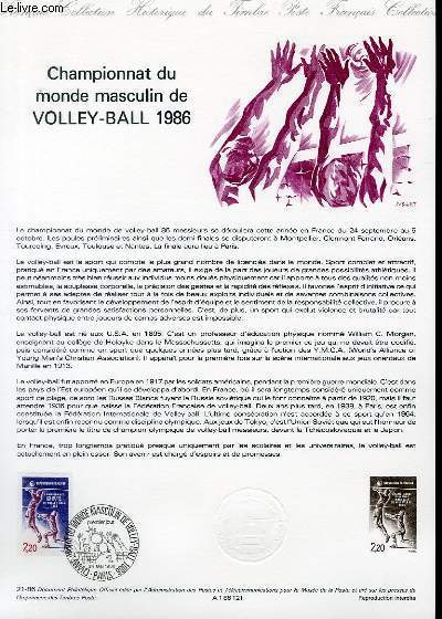 DOCUMENT PHILATELIQUE OFFICIEL N°21-86 - CHAMPIONNAT DU MONDE MASCULIN DE …