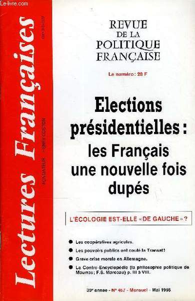 LECTURES FRANCAISES N� 457 - ELECTION PRESIDENTIELLES : LES FRANCAIS …