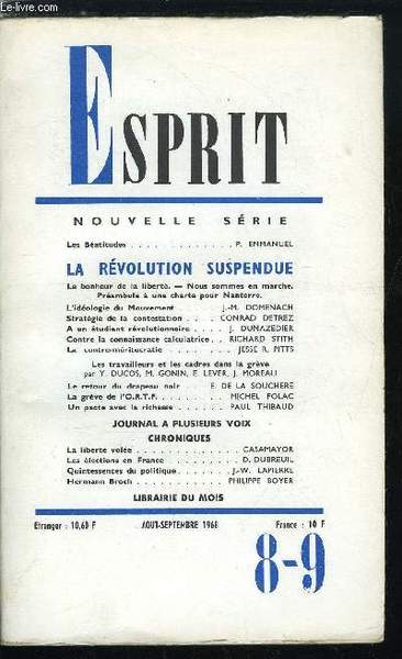 Esprit n° 373 - Les béatitudes par P. Emmanuel, La …