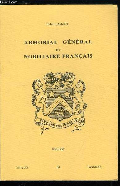 Armorial général et nobiliaire français tome XX n° 80 - …