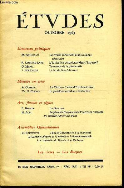 Etudes tome 319 n� 10 - Les vraies conditions d'une …