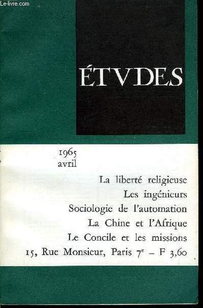 Etudes tome 322 n� 4 - La libert� religieuse par …