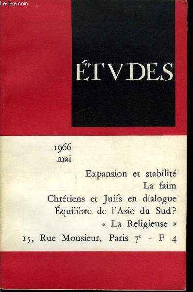 Etudes tome 324 n� 5 - La faim, probl�me de …