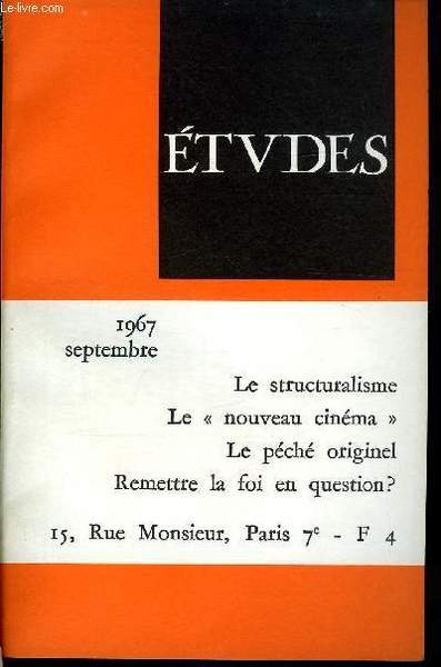 Etudes tome 327 n� 9 - Structuralisme et sciences humaines …