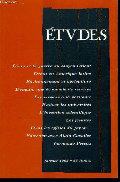 Etudes tome 382 n� 1 - Les guerres de l'eau …