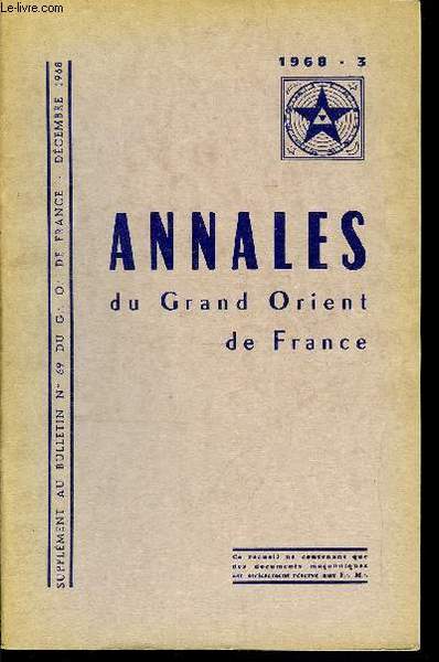Annales du Grand Orient de France - suppl�ment au bulletin …