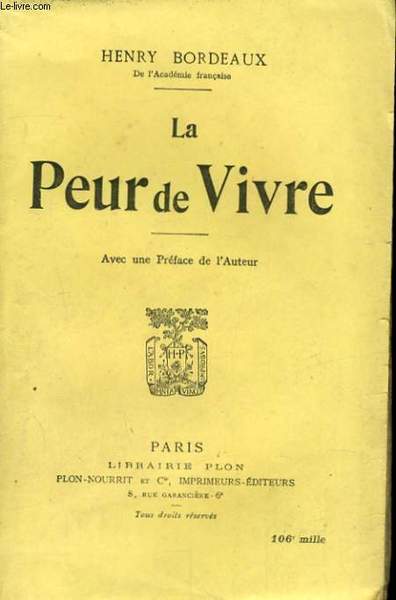 LA PEUR DE VIVRE