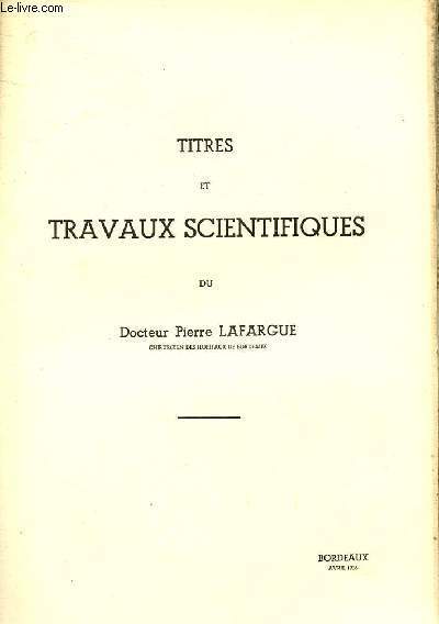 TITRES ET TRAVAUX SCIENTIFIQUES