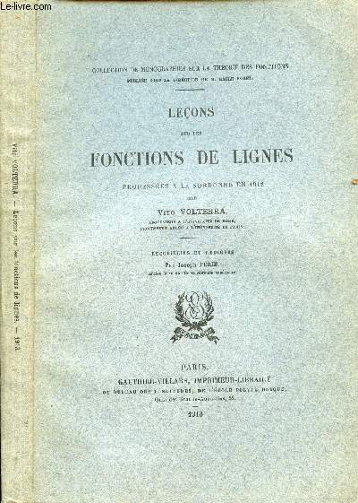 LECONS SUR LES FONCTIONS DE LIGNES PROFESSEES A LA SORBONNE …