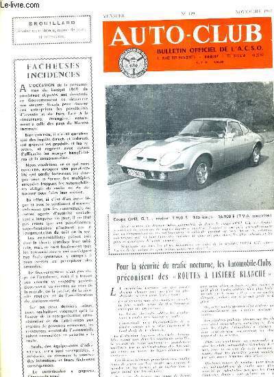 AUTO CLUB BULLETIN OFFICIEL DE L'A.C.S.O N�119 NOVEMBRE 1968 - …