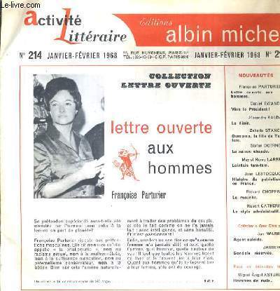 ACTIVITE LITTERAIRE N�214 JANVIER FEVRIER 1968 - Lettre ouverte aux …