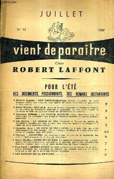 VIENT DE PARAITRE CHEZ ROBERT LAFFONT JUILLET N�12 1960 - …