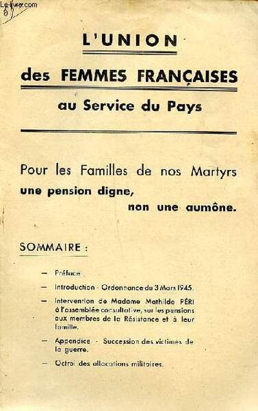 L'union des femmes françaises au service du pays