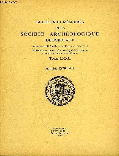 BULLETIN ET MEMOIRES DE LA SOCIETE ARCHEOLOGIQUE DE BORDEAUX - …