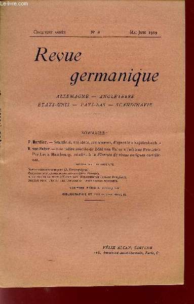 REVUE GERMANIQUE / ALLEMAGNE - ANGLETERRE - ETATS-UNIS - PAYS-BAS …