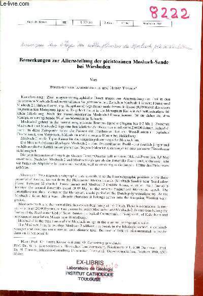 Bemerkungen zur Altersstellung der pleistoz�nen Mosbach-Sande bei Wiesbaden - Extrait …