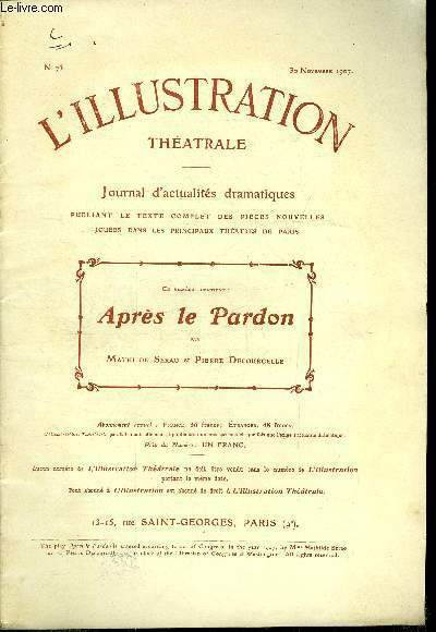 L'illustration théatrale n° 73 - Après le pardon, pièce en …