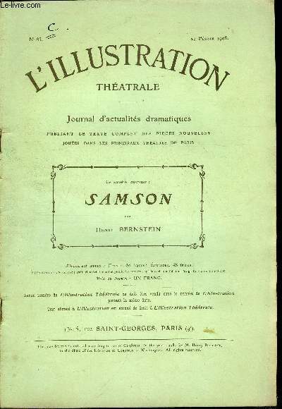 L'illustration théatrale n° 83 - Samson, pièce en quatre actes …