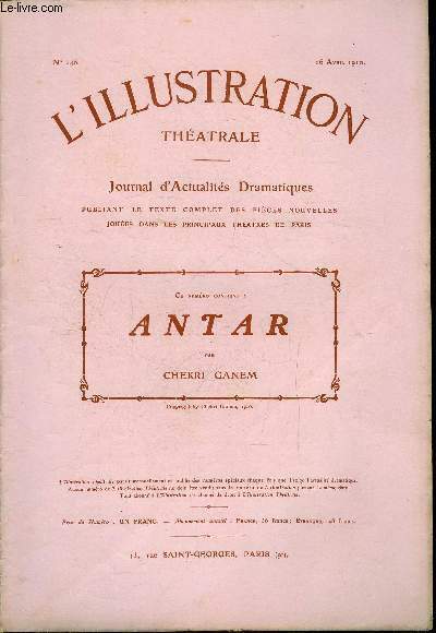 L'illustration théatrale n° 146 - Antar, pièce en cinq actes, …