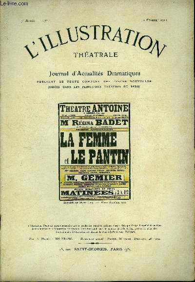 L'illustration théatrale n° 172 - La femme et le pantin, …
