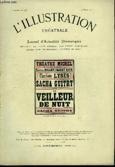 L'illustration théatrale n° 173 - Le veilleur de nuit, comédie …