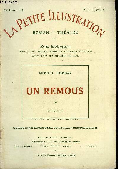 La petite illustration n° 73 série roman n° 31 - …