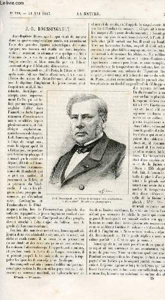 La nature n° 729 - J.B. Boussingault par Gaston Tissandier, …
