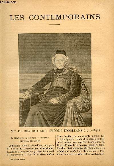 Mgr de Beauregard, évêque d'Orléans (1749-1841). LES CONTEMPORAINS N°34