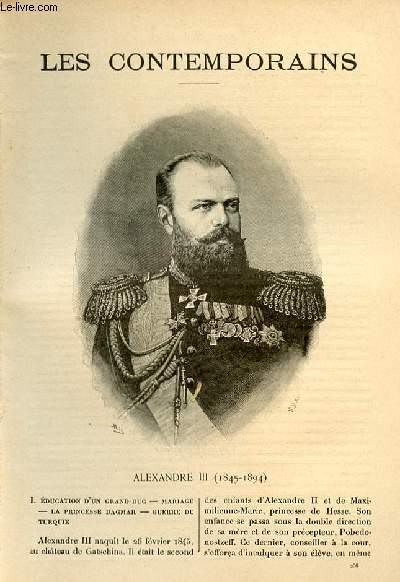 Alexandre III (1845-1894). LES CONTEMPORAINS N°256