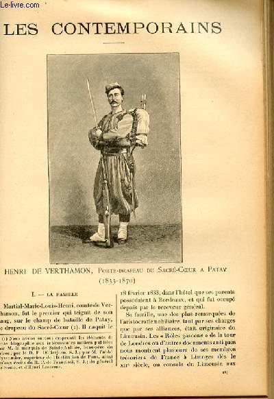 Henri de Verthamon, porte-drapeau du Sacré Coeur à Patay (1833-1870). …