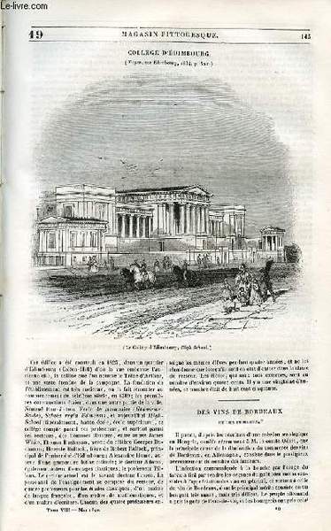 LE MAGASIN PITTORESQUE - Livraison n°019 - Collège d'Edimbourg.