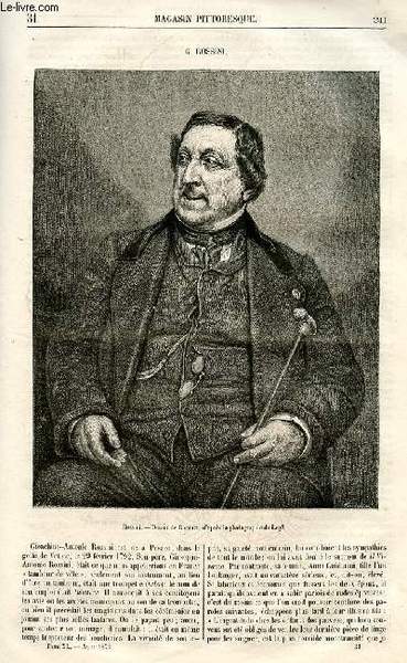LE MAGASIN PITTORESQUE - Livraison n°31 - G. Rossini, à …
