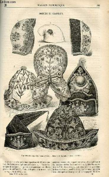 LE MAGASIN PITTORESQUE - Livraison n°20 - Bonnets et chapeaux.