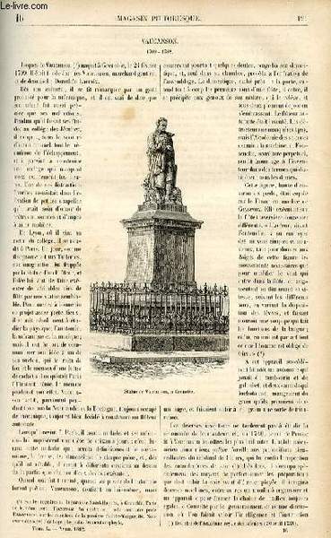 LE MAGASIN PITTORESQUE - Livraison n°16 - Vaucanson, 1709-1782.