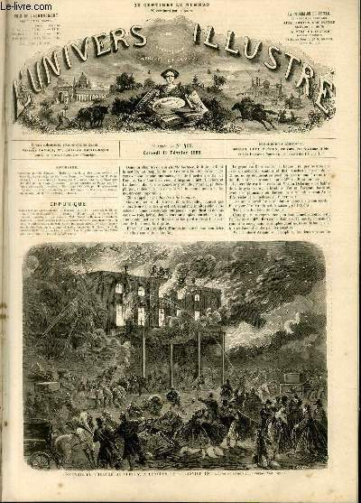 L'UNIVERS ILLUSTRE - HUITIEME ANNEE N° 406 Incendie au théâtre …
