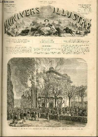 L'UNIVERS ILLUSTRE- NEUVIEME ANNEE N° 522 Incendie du théâtre de …