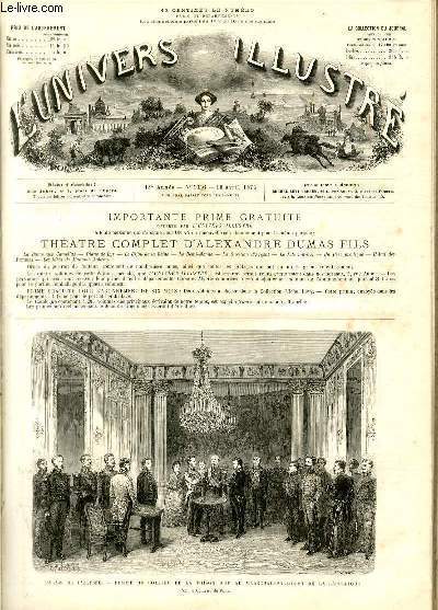 L'UNIVERS ILLUSTRE - DIX-HUITIEME ANNEE N° 1046 Palais de l'Elysée …