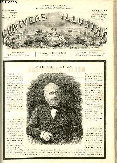 L'UNIVERS ILLUSTRE - DIX-HUITIEME ANNEE N° 1051 Michel Lévy