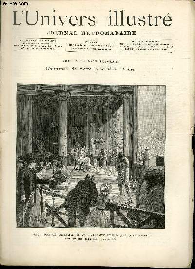 L'UNIVERS ILLUSTRE - TRENTE DEUXIEME ANNEE N° 1799 Paris