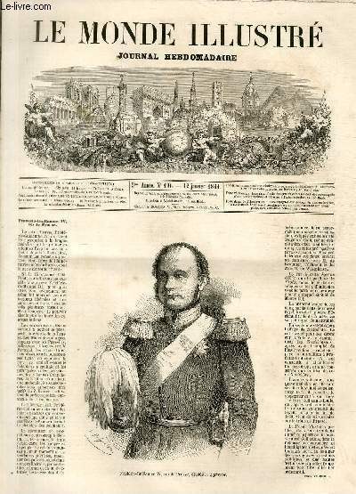 LE MONDE ILLUSTRE N°196 Frédéric-Guillaume IV, roi de Prusse