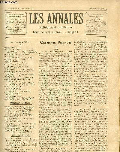 LES ANNALES POLITIQUES ET LITTERAIRES N° 1077 (1er semestre) Question …