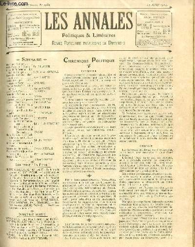 LES ANNALES POLITIQUES ET LITTERAIRES N° 1082 (1er semestre) Baie …