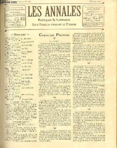 LES ANNALES POLITIQUES ET LITTERAIRES N° 1084 (1er semestre) Impressions …