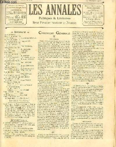 LES ANNALES POLITIQUES ET LITTERAIRES N° 1130 (1er semestre) Souvenirs …