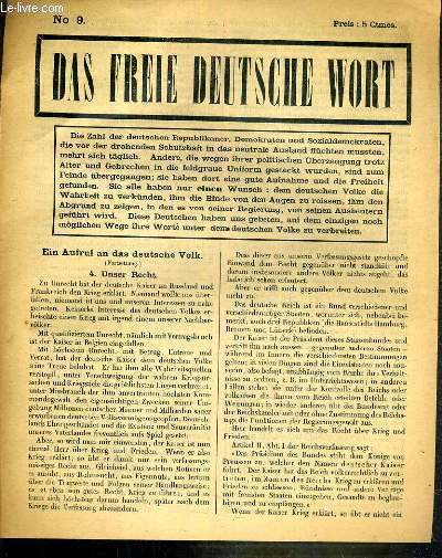 DAS FREIE DEUTSCHE WORT - N° 9 - TEXTE EXCLUSIVEMENT …