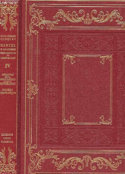 MANUEL D'ANATOMIE DESCRIPTIVE DU CORPS HUMAIN - TOME 4 - …