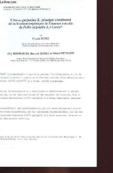 L'ISO-&-GURJUNENE B, PRINCIPAL CONSTITUANT DE LA FRACTION TERPENIQUE DE L'ESSENCE …