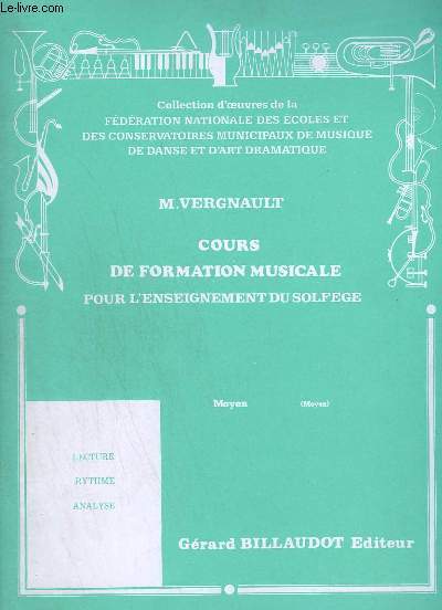 COURS DE FORMATION MUSICALE POUR L'ENSEIGNEMENT DU SOLFEGE - MOYEN.