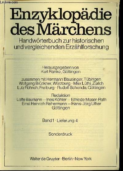 Enzyklopädie des Märchens. Handwörterbuch zur historischen und vergleichenden Erzählforschung. Band …